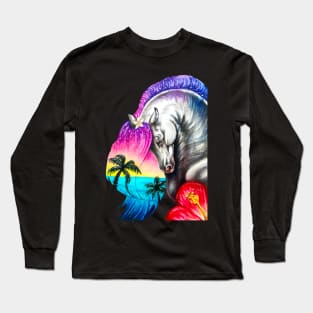 Watercolor Hawaiian Horse Long Sleeve T-Shirt